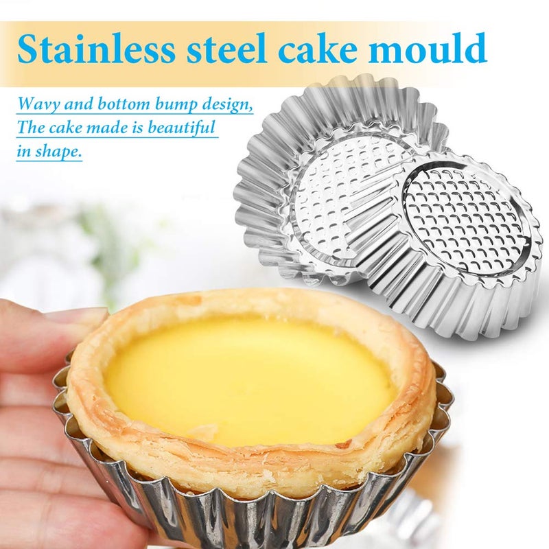 Amytalk 20 Packs Cupcake Mold, 3.8inch Stainless Steel Mini Pie Tartlet Cupcake Cake Muffin Mold Tin Pan Baking Tool - Image 3